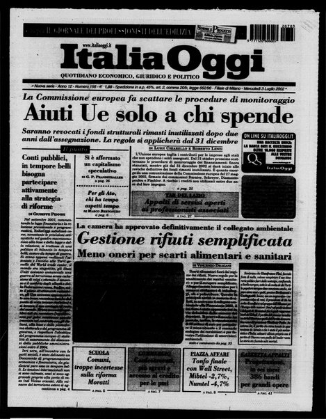 Italia oggi : quotidiano di economia finanza e politica